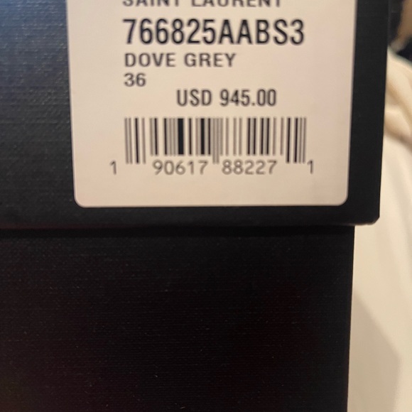 NIB YSL Saint Laurent dove grey velour heels size 36 - Picture 10 of 10